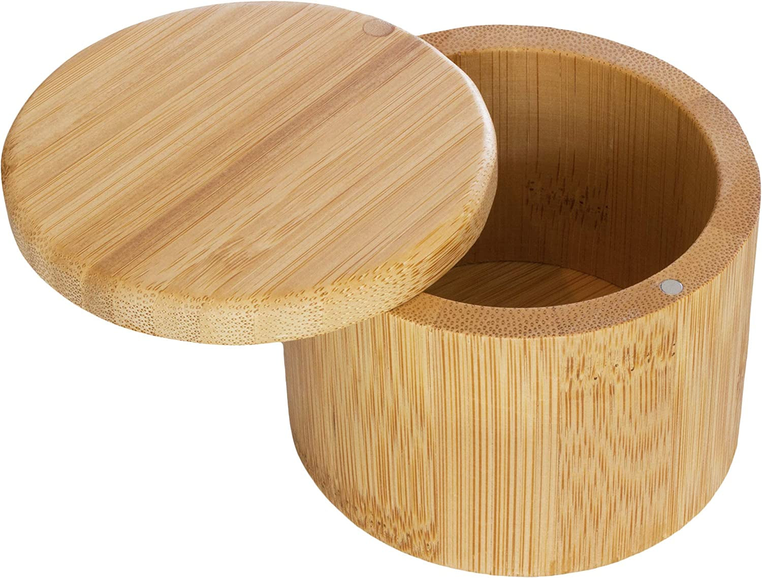 Salt Cellar with Swivel Lid – Bamboo Spice Box Storage Container for Kitchen Countertop with Magnetic Closure – Ideal for Sea Salt, Spices and Herbs